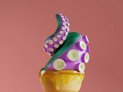 Tentacle Ice Cream 3d 3d modeling 3d render character design cone ice cream mascot modeling octopus tentacle