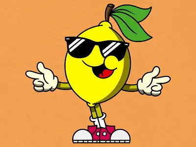 Friendly lemon!! t-shirt design. branding cartoon character design illustration logo mascot rubber hose t shirt
