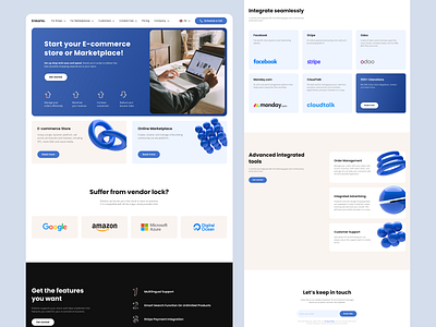 Multi-page website 3d blue design e commerce minimal ui ux web website