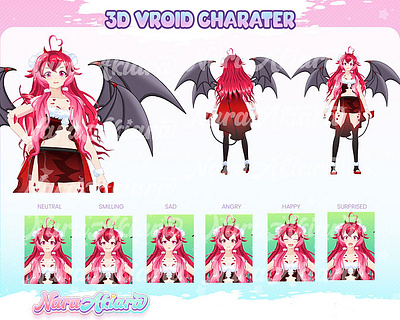 Red Devil Love Anime Girl Suitable for Vtuber 3dcharacter animestyle characterdesign creativedesigns customcharacter cuteandfierce fantasyworld gamedesign streamlife vroid vtubermodel