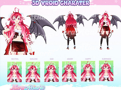 Red Devil Love Anime Girl Suitable for Vtuber 3dcharacter animestyle characterdesign creativedesigns customcharacter cuteandfierce fantasyworld gamedesign streamlife vroid vtubermodel