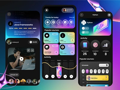 Codez - Learn Coding Mobile app code course app dark mode developer e learning education java learning lesson mobile mobile apps online class online course python study udemy ui ux uidesign zoom