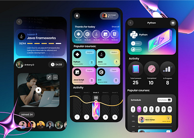 Codez - Learn Coding Mobile app code course app dark mode developer e learning education java learning lesson mobile mobile apps online class online course python study udemy ui ux uidesign zoom