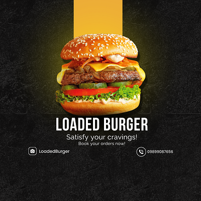 Loaded Burger Product Poster branding graphic design