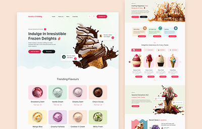 Sweet Creamy-Ice Cream Website Design chocolate clean flavour food ice cream icecream landing page premium product design ui ux web design webdesign