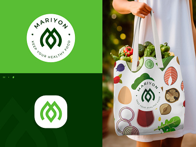 Logo design (MARION) branding custom logo design food healthy icon identity leaf logo logo mark m logo vegetable