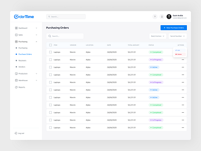 Purchasing Order Dashboard app clean clean dashboard dashboard dashboarrd design design medical dashboard miniamal product design saas table dashboard ui dashboard ui design web app