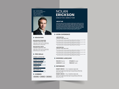 Corporate Professional Resume Design Template brand design branding clean company corporate creative cv design dribbble elegant graphic design job minimal professional resume template