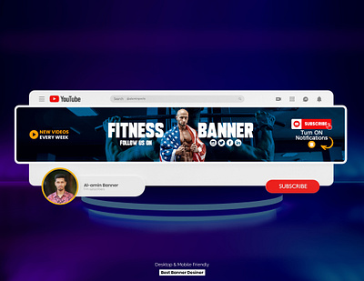 Gym and Fitness youtube Channel Banner Design banner youtube channel art fitness fitness banner gym youtube youtube banner youtube banner design youtube cover