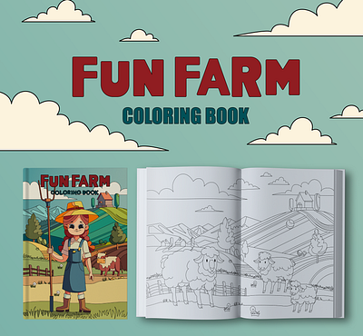 COLORING BOOK "FUN FARM". CHILDREN BOOK. book design coloring book design graphic design illustration vector