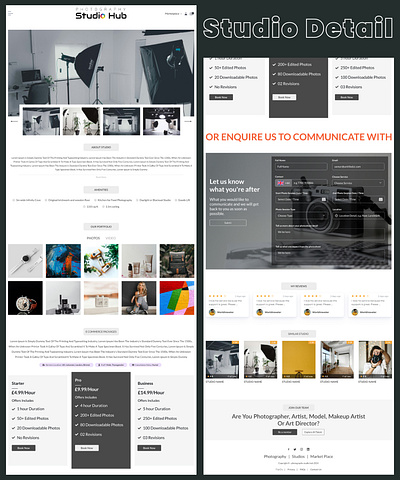 Photography Studio Detail clean corporate creativity ecommerce fashion landing design models photography photoshoot studio studio landing ui user experience user interface