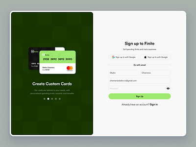 Fintech Sign Up Page app bank branding card custom daily 100 challenge dailyui dailyuichallenge data design fintech illustration login logo mockup signup ui user web website