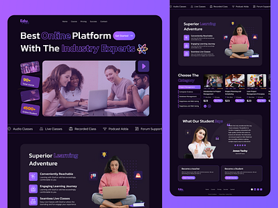 Online Education Landing Page academy child children class clean colors course dark edtech website templates education education platform kids learning online school teacher typography vibrant web design whitespace