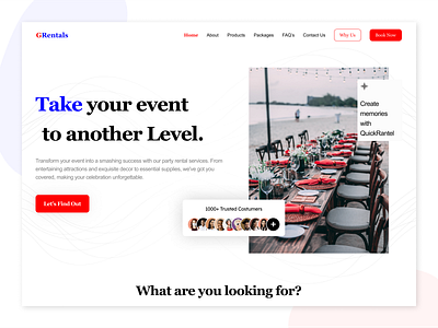 G-Rental Website UI Design design event figma landing page organizer party rental ui ux visuals webdesign website
