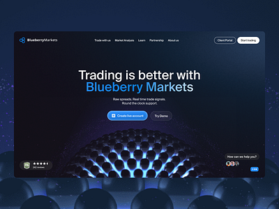 Redefined | BluberryMarkets hero section redesign broker brokerage cfd divblockstudio fintech forex investing landingpage redefined stocks trading