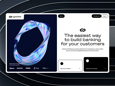 Redefined | Synctera hero section redesign divblockstudio finance fintech landingpage redefined