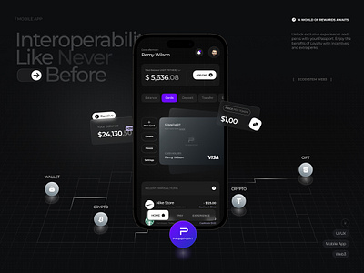 Passport - Web3 Loyalty App blockchain blockchain app design cryptocurrency cryptocurrency mobile app dapp defi discount app ethereum event app finance fintech lifestyle app loyalty app passport stablecoin startup token wallet wallet design web3