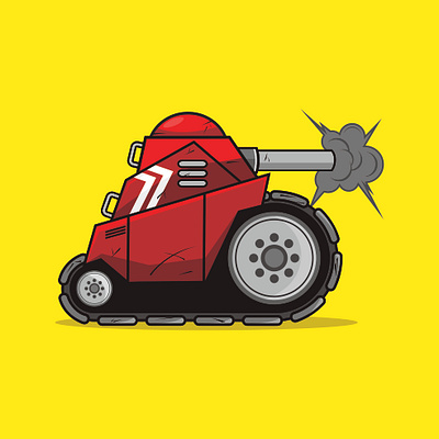 Cute Tank - Red 2d apparel battle cartoon clothing design cute game asset graphic design illustration mecha tank vehicle video game war