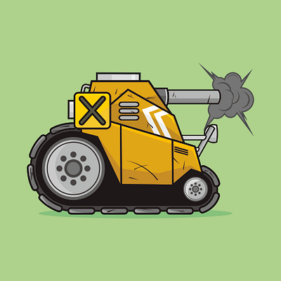 Cute Tank - Yellow 2d apparel asset for sale battle cartoon clothing design cute game asset graphic design illustration mecha tank vector vehicle video game war