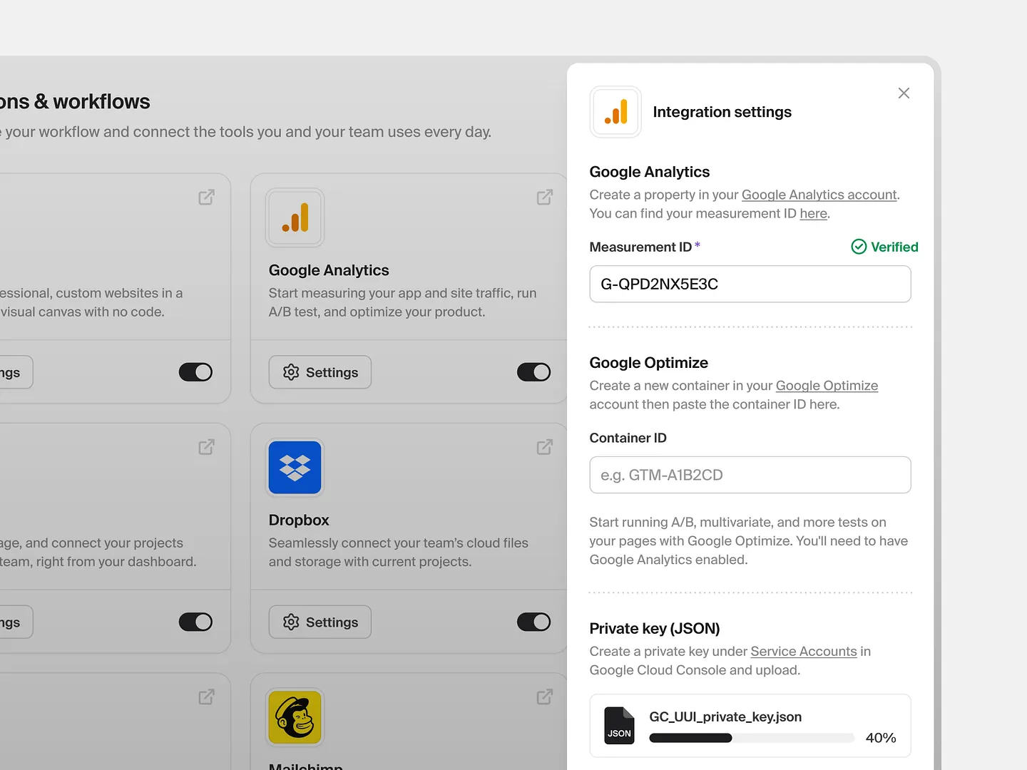 Resource Library UI: Streamlined Integration Settings for Enhanced Workflow