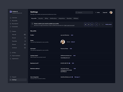 My profile — Untitled UI dark mode dark ui darkmode design system figma figma design system figma ui kit form nav navigation preferences product design settings side navigation sidenav ui ui design ui kit ui library user interface