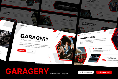 Garagery - Car Repair Shop PowerPoint Template agency automotive business car creative design garage machine mechanic powerpoint presentation repair service typography vehicle workshop