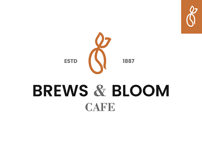 Brews & Bloom Cafe - Mock Project brand branding cafe clean logo coffee florist flower graphic design logo simple logo vector