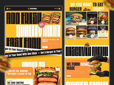 Yapari - Burger Restaurant Food Landing Page UI Design food website landingpage ui ui design ui ux website website ui design