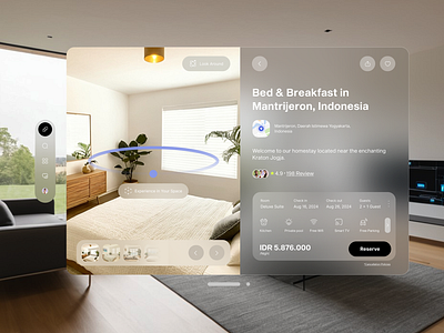 Spatial Design for Hotel Booking App - Vision Pro / VisionOS apple ar booking app booking hotel furniture graphic design motion popular room spatial design ui ux visionos visionpro vr