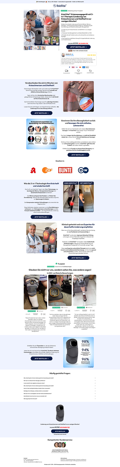 Knee Vital - On Funnelish design designing funnel funnel funnelbuilder funnelish offer page product page sales funnel sales page