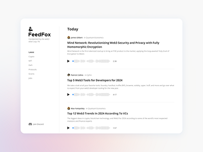 Feedfox - Web3 News Aggregator minimal news ui web3