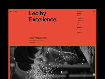 Emendor website pt.1 construction flat interface layout red typography ui ux web websiste