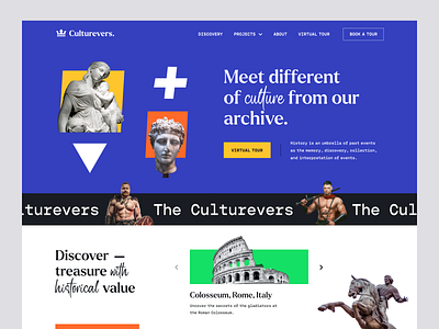 Culturevers - Ancient Sculpture Art Gallery Website ancient art art collection art exhibition art gallery website culture history homepage landing page museum museum event paintings sculpture uiux virtual museum visual art web design web designer webdesign website design