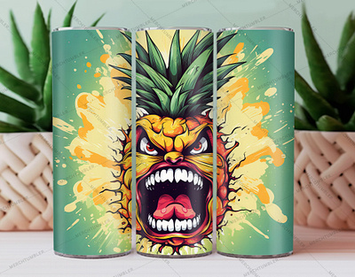 Hungry Pineapple Skinny Tumbler Wrap color image custom design art design epicure art food vector illustration party art photography ravenous art skinny tumbler sublimation sweet course tumbler tasty tumbler tumbler sublimation tumbler warp vector art waterslide tumbler