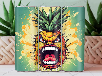 Hungry Pineapple Skinny Tumbler Wrap color image custom design art design epicure art food vector illustration party art photography ravenous art skinny tumbler sublimation sweet course tumbler tasty tumbler tumbler sublimation tumbler warp vector art waterslide tumbler