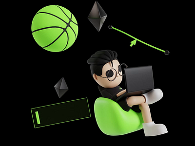 3D Animation Illustration 3d 3d animation animation blender blender3d character design illustration laptop lowpoly motion graphics