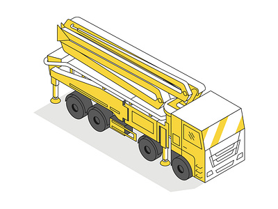 Concrete Pumping isometric illustration concrete pump concrete pumping equipment illustration heavy equipment isometric illustration vector illustration vehicle vehicle illustration