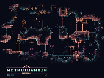 Metroidvania Biomes 4500 Tiles Assetpack 2d 2d art art dark fantasy gameart gamedesign gamedev indiegame indiegamedev indiegaming itchio metroidvania pixelart underwater