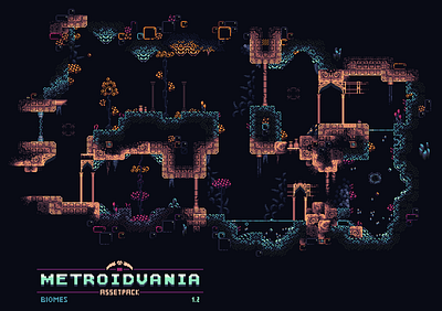 Metroidvania Biomes 4500 Tiles Assetpack 2d 2d art art dark fantasy gameart gamedesign gamedev indiegame indiegamedev indiegaming itchio metroidvania pixelart underwater