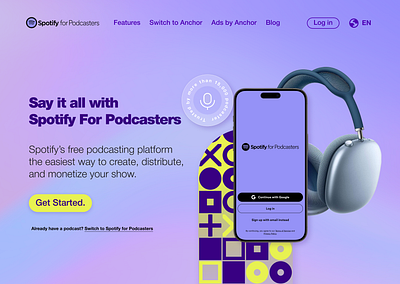 Spotify For Podcasters Website 3d ai ancher design figma graphic design spotify ui webdesign