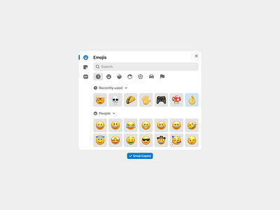 Emojis - Modal app category clipboard component design design system emoji figma iconography icons landing page menu minimalist modal navigation search ui ui design ui kit widget