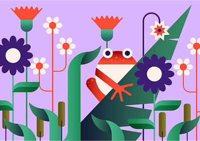 Leafy Lounge frog frog illustration frog inspo frog pond frogs frogs inspo illustration with frog illustration with frogs pond pond inspo