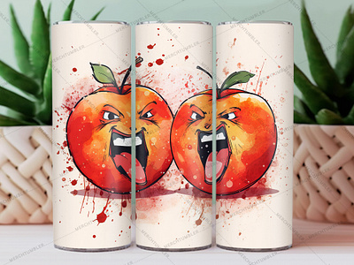 Angry Peaches Skinny Tumbler Wrap angry tumbler berry vector color image colourful tumbler custom design art custom tumbler design fresh tumbler illustration peach art photography skinny tumbler sublimation tumbler sublimation tumbler warp vector art waterslide tumbler