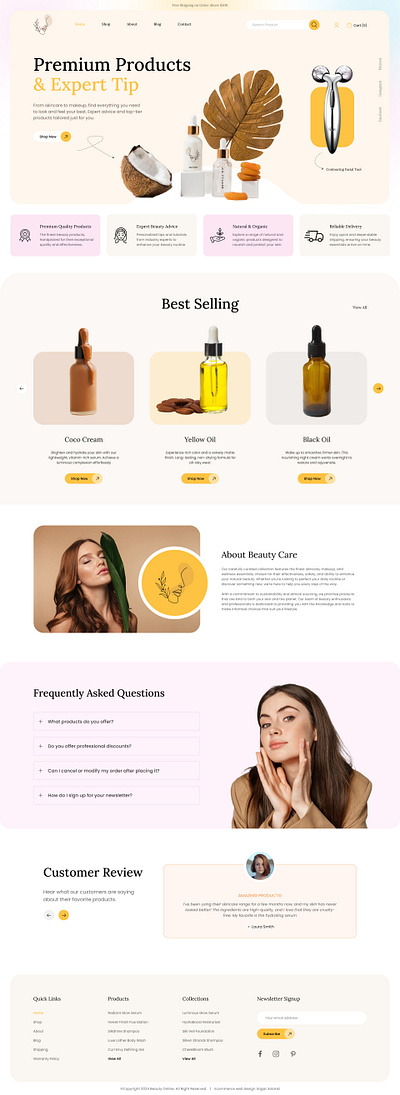 Cosmetics - Web Design 3d animation beauty web design branding cosmetics website figma design graphic design inspiration landing page landing page design logo ui ui design ui designer uiuix web design web ui website design