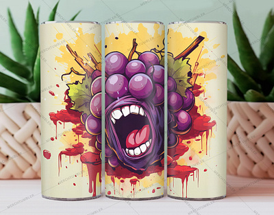 Angry Grape Skinny Tumbler Wrap clip art color image custom design art custom tumbler design emotion tumbler fear furious illustration photography purple skinny tumbler sublimation tumbler sublimation tumbler warp vector art waterslide tumbler