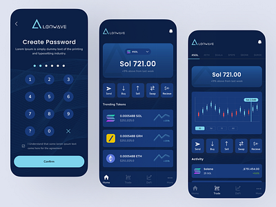 Algowave - Crypto Trading App app design app desing app ui app ui design crypto app crypto app design crypto app ui crypto exchange app dark theme app design design mobile app mobile app design ui ui ux wallet app wallet app design wallet app ui