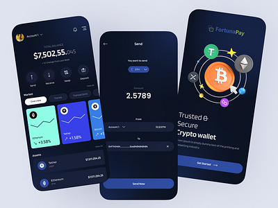 FortunaPay - Crypto Wallet App app desing crypto app design crypto trading app crypto ui crypto wallet app crypto wallet app design crypto wallet app ui crytpo app mobile app design trading app trading app design trading app ui ui ui ux wallet app wallet app design wallet app ui