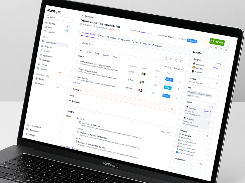 🚀 CRM Deal Details & Task Management Screen! client management crm deal deal details design trend saas interface saas ui sales pipeline task list task management ui trend