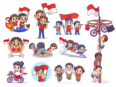 DIRGAHAYU REPUBLIK INDONESIA 79🇲🇨 art boy cartoon celebrate champions character country cute democracy flag friendship game girl icon illustration independence day indonesia logo party teamwork