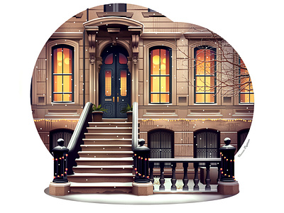 Brownstones NYC architecture city illustration lifestyle light nyc states style travel voyage